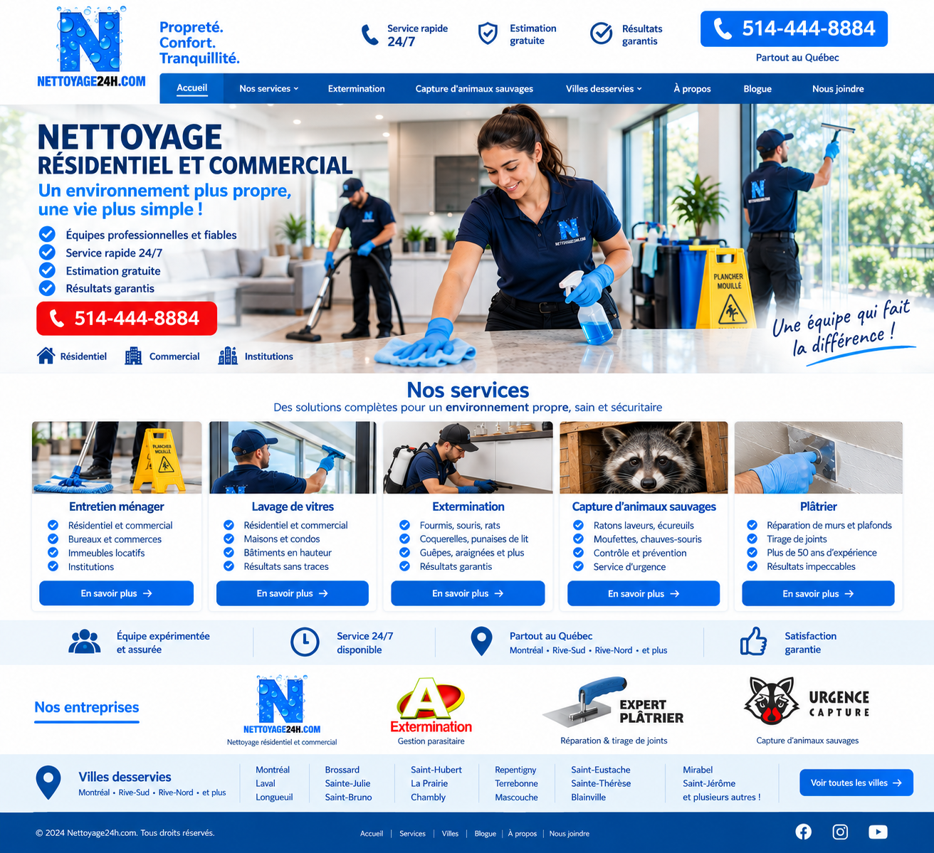 Technicien effectuant un lavage de vitres